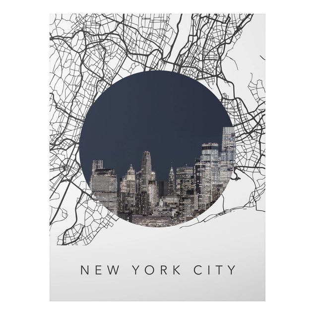 Obrazy do salonu Kolaż z mapą miasta Nowy Jork