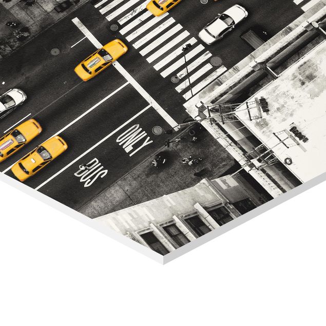 Sześciokątny obraz Taksówki w Nowym Jorku