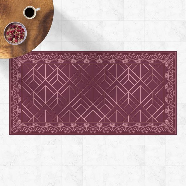 dywany zewnętrzne tarasowe Art Deco Wzór łusek z obramowaniem