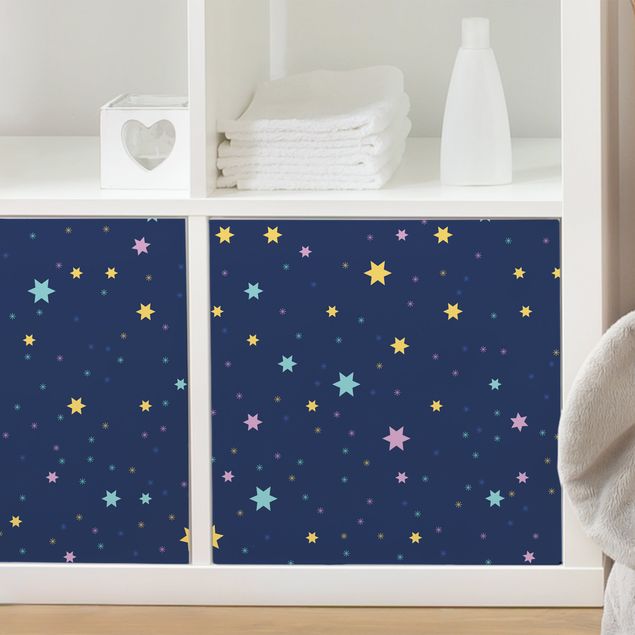 Folia samoprzylepna ściana Dziecięcy wzór w nocne niebo z kolorowymi gwiazdami