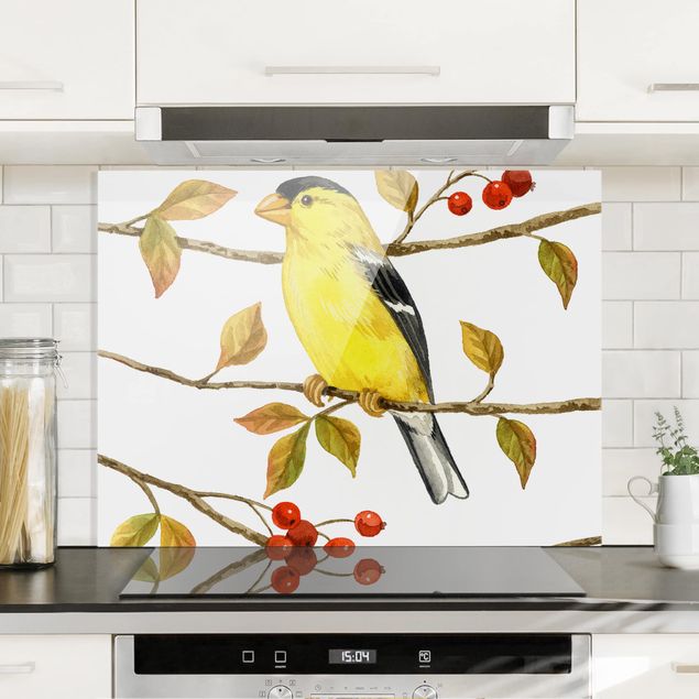 Dekoracja do kuchni Ptaki i jagody - Złotogłów