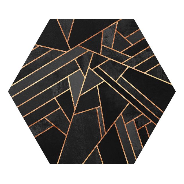 Obraz czarny Czarne trójkąty złote