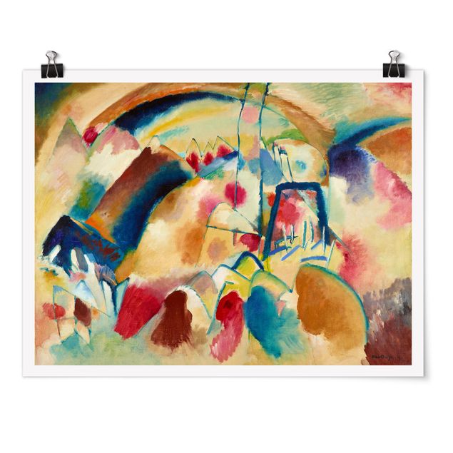 Obrazy na szkle abstrakcja Wassily Kandinsky - Pejzaż z kościołem