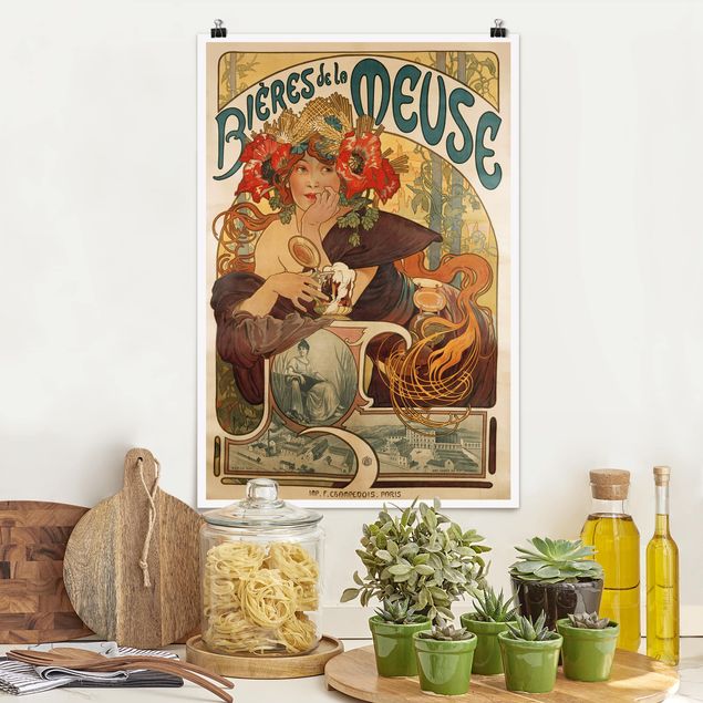 Art deco obrazy Alfons Mucha - Plakat do piwa La Meuse