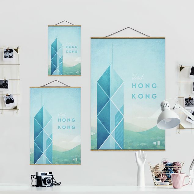 Obraz z niebieskim Plakat podróżniczy - Hongkong