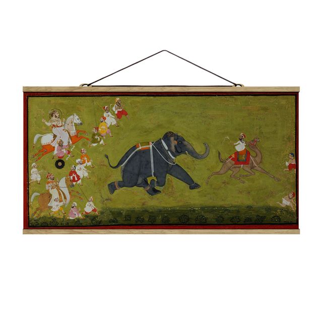 Obraz kon Indie - Maharadża Jagat Singh goni uciekającego słonia