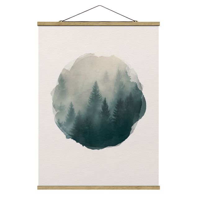 Drzewo obraz Akwarele - Las iglasty we mgle