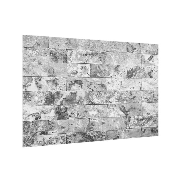 Panel szklany do kuchni - Ściana kamienna naturalny marmur szary
