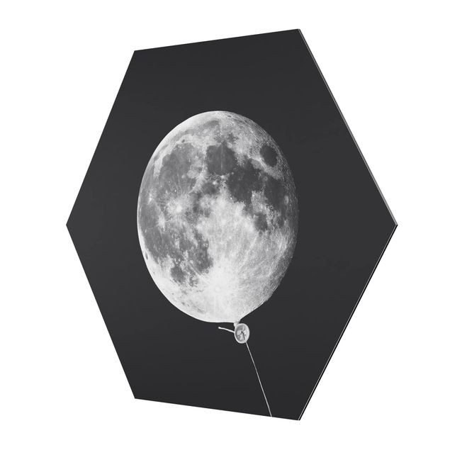 Obraz heksagonalny z Alu-Dibond - Balon z księżycem