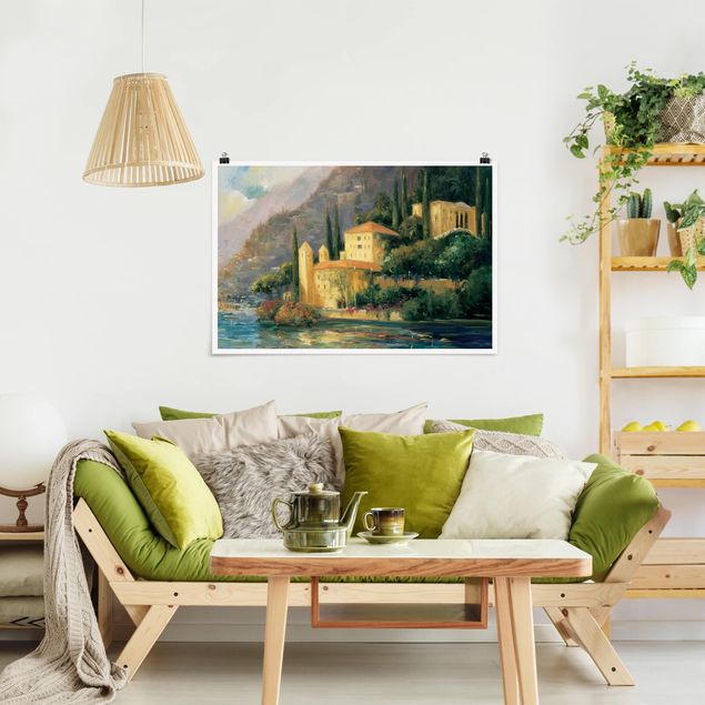 Nowoczesne obrazy do salonu Krajobraz włoski - dom wiejski