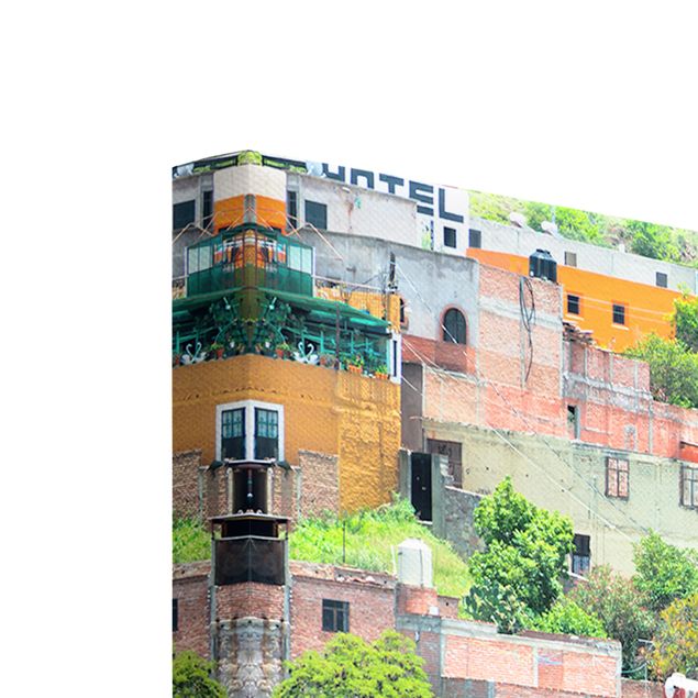Obrazy drukowane na płótnie Kolorowy dom z przodu Guanajuato