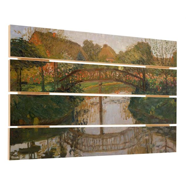 Obrazy na drewnie Otto Modersohn - Ogródek wiejski z mostkiem