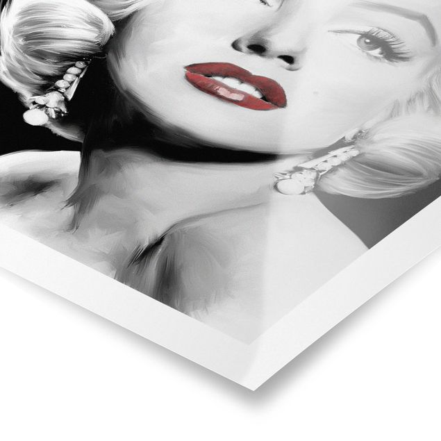 Obrazy retro Marilyn z biżuterią na uszach