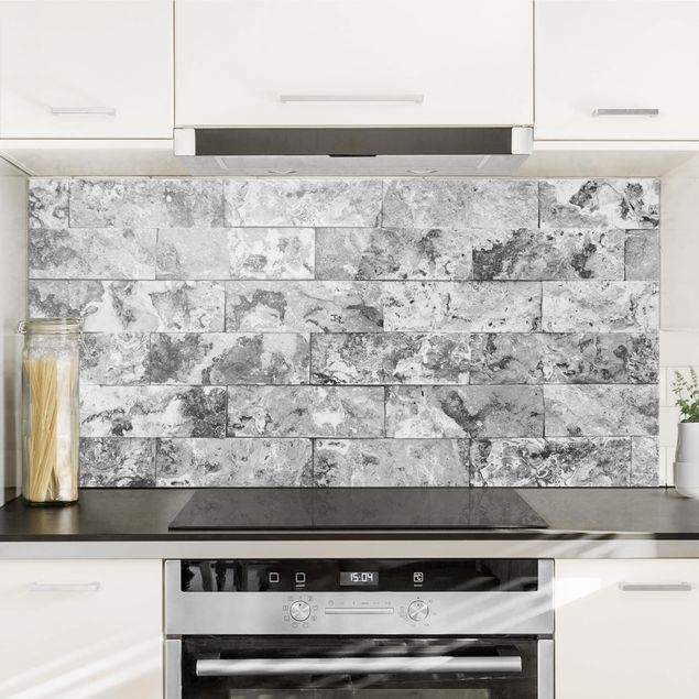 Dekoracja do kuchni Ściana kamienna naturalny marmur szary