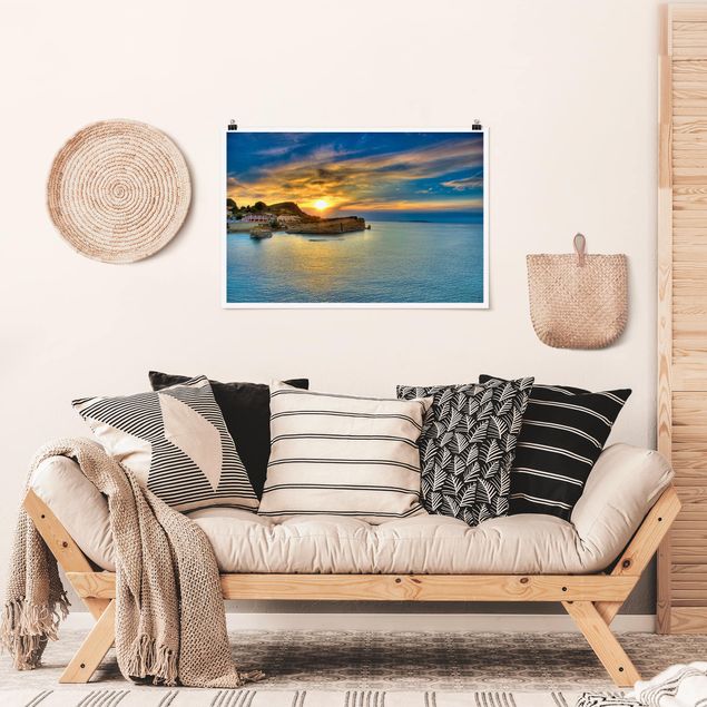 Obrazy do salonu Zachód słońca na Korfu