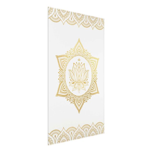 Obrazy do salonu Mandala Lotus Ilustracja Ornament z białego złota