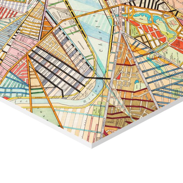 Obraz heksagonalny z Forex - Nowoczesna mapa Bostonu