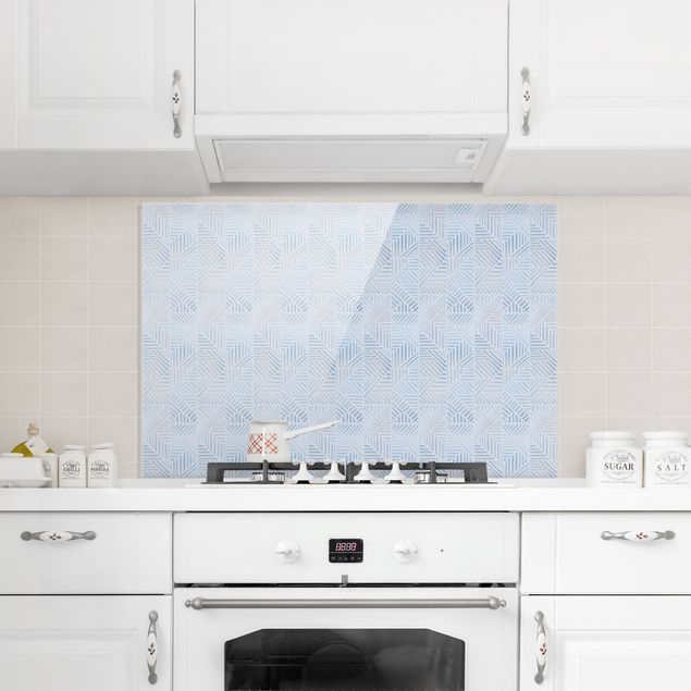 Panele szklane do kuchni Gradient wzoru linii w kolorze niebieskim