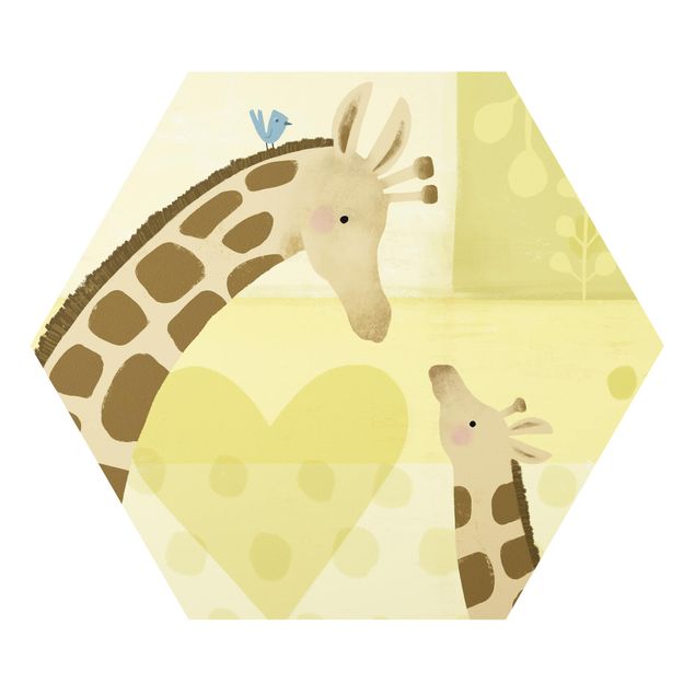 Żółty obraz Mama i ja - Żyrafy