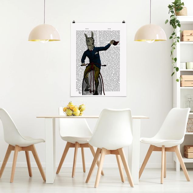 Obrazy nowoczesny Czytanie o zwierzętach - Llama na rowerze