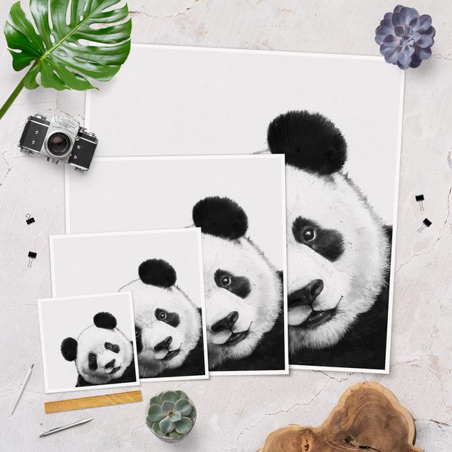 Czarno białe plakaty Ilustracja Panda Czarno Biała Malarstwo