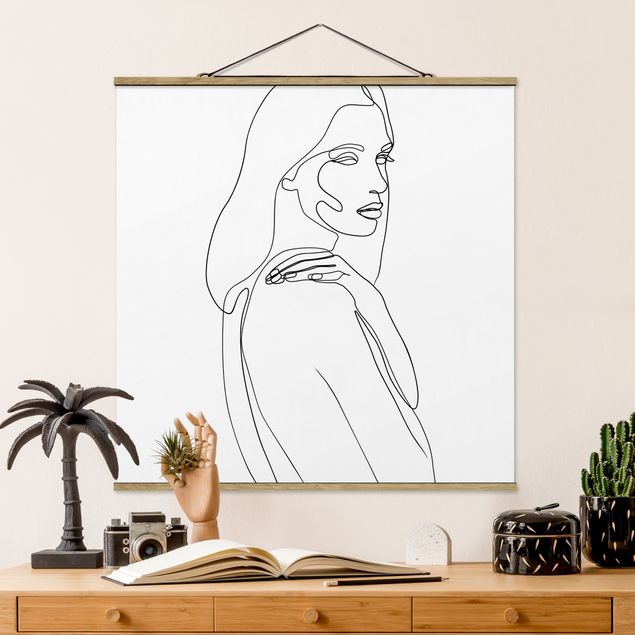 Dekoracja do kuchni Line Art Woman Shoulder czarno-biały