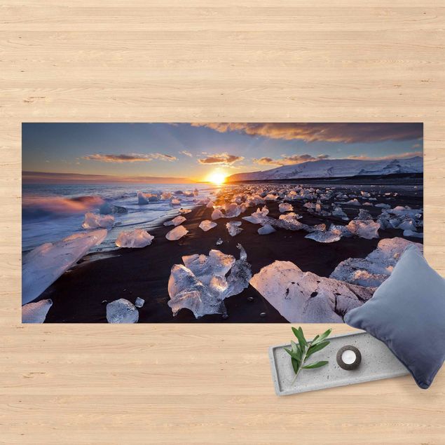 dywany zewnętrzne tarasowe Lodowe kawałki na plaży Islandia