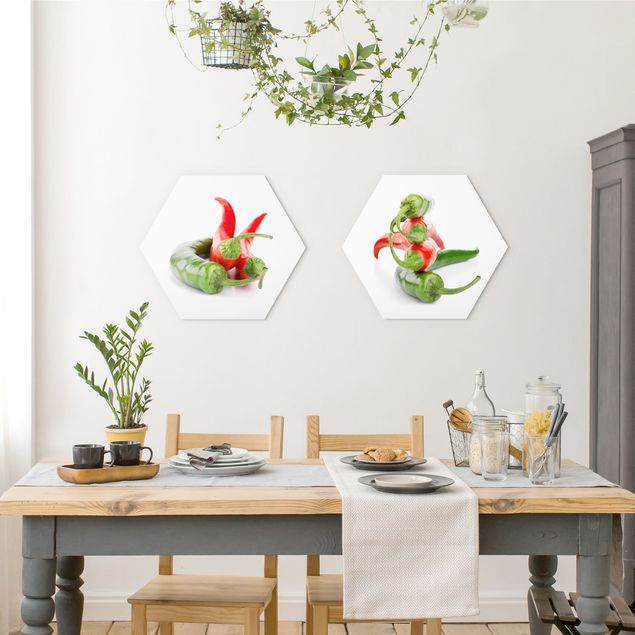 Dekoracja do kuchni Czerwone i zielone papryczki chilli