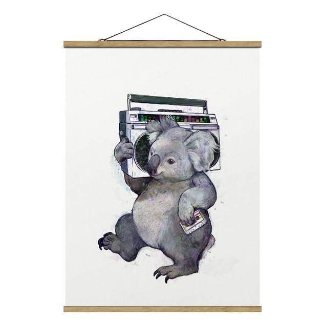 Obrazy góry Ilustracja Koala z radiem Malowanie