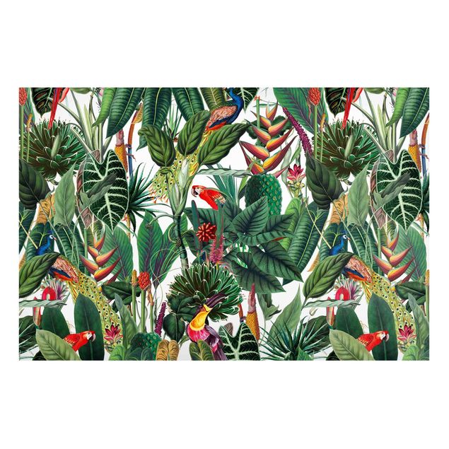 Nowoczesne obrazy do salonu Kolorowy wzór lasu tropikalnego