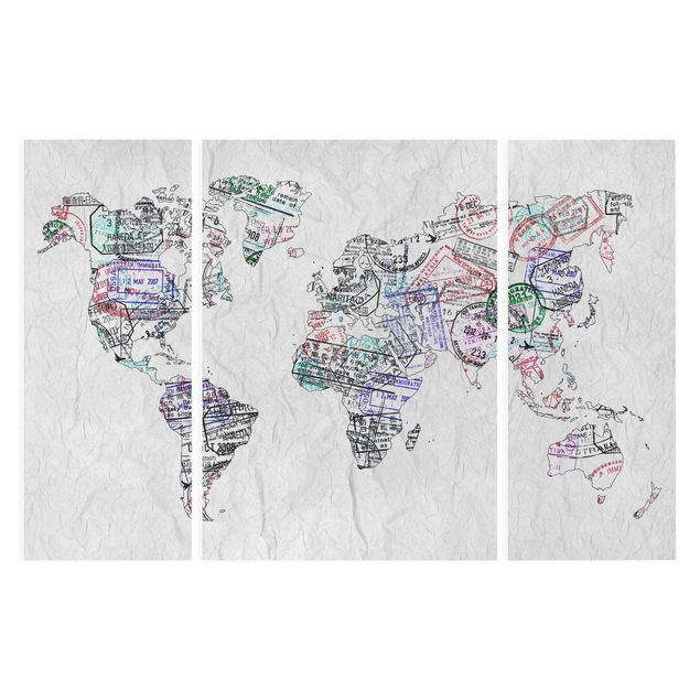 Obrazy mapy Mapa świata z pieczątką paszportową