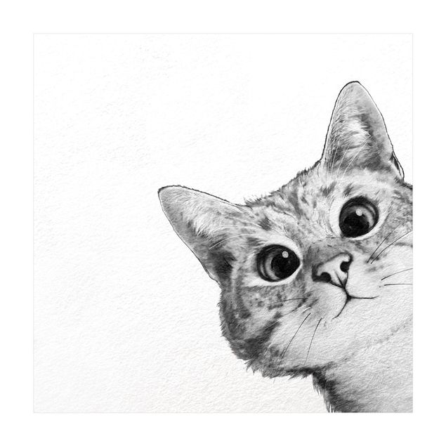 dywany biało czarne Ilustracja kota Rysunek czarno-biały