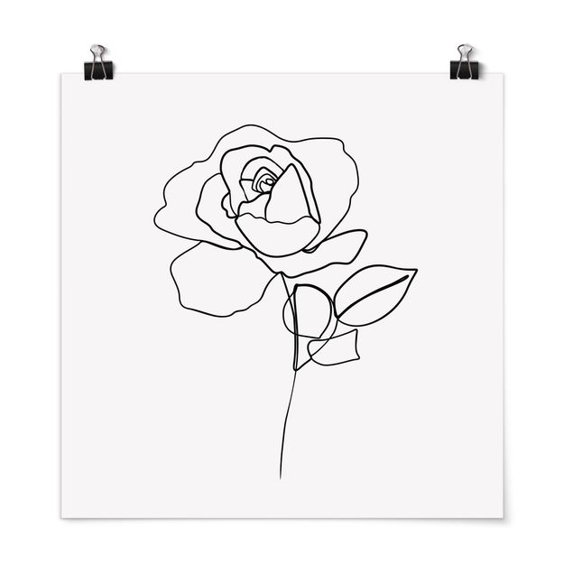 Obrazki czarno białe Line Art Róża czarno-biały