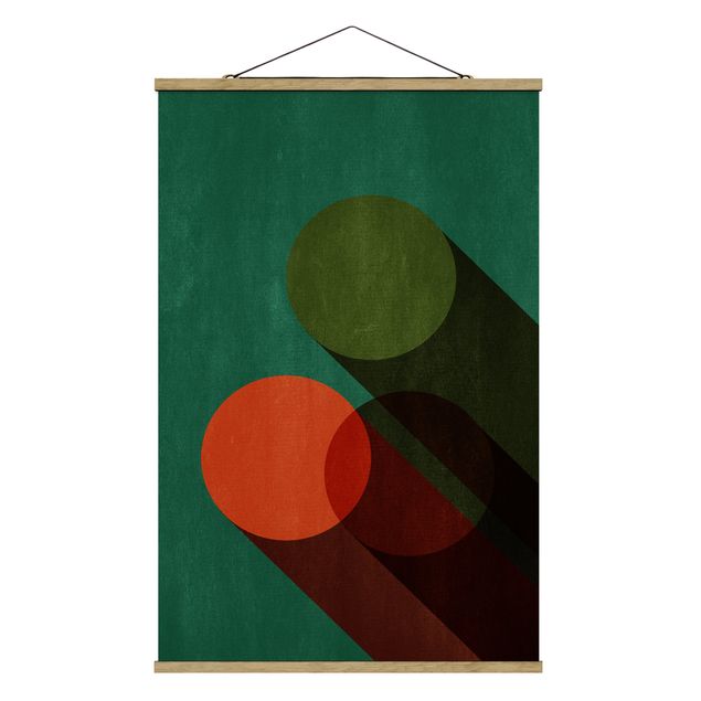 Obrazy nowoczesne Kształty abstrakcyjne - koła w zieleni i czerwieni