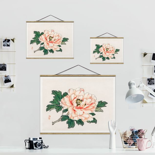 Obrazy z motywem kwiatowym Rysunki azjatyckie Vintage Chryzantema różowa