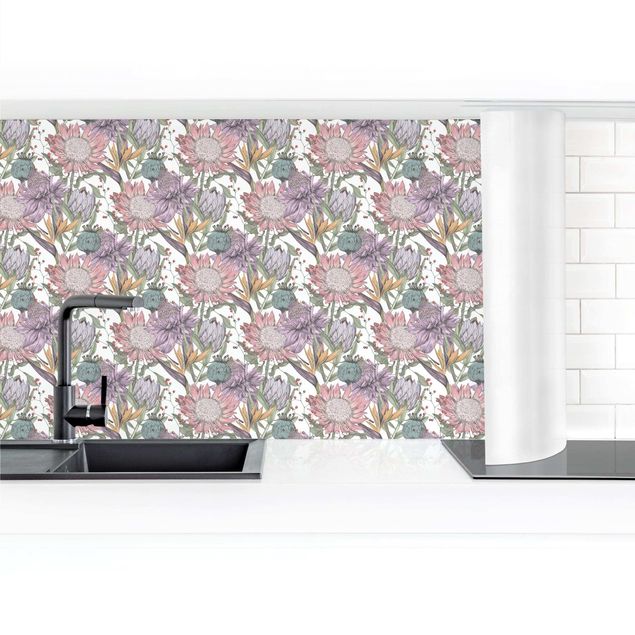 Panel ścienny do kuchni - Floral Elegance In Pastel XXL
