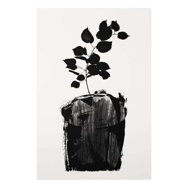 Obrazy do salonu Graficzny świat roślin - czarne liście