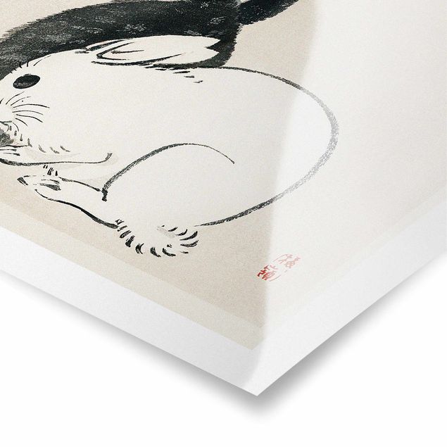 Czarno białe obrazki Rysunki azjatyckie Vintage Dwa króliczki