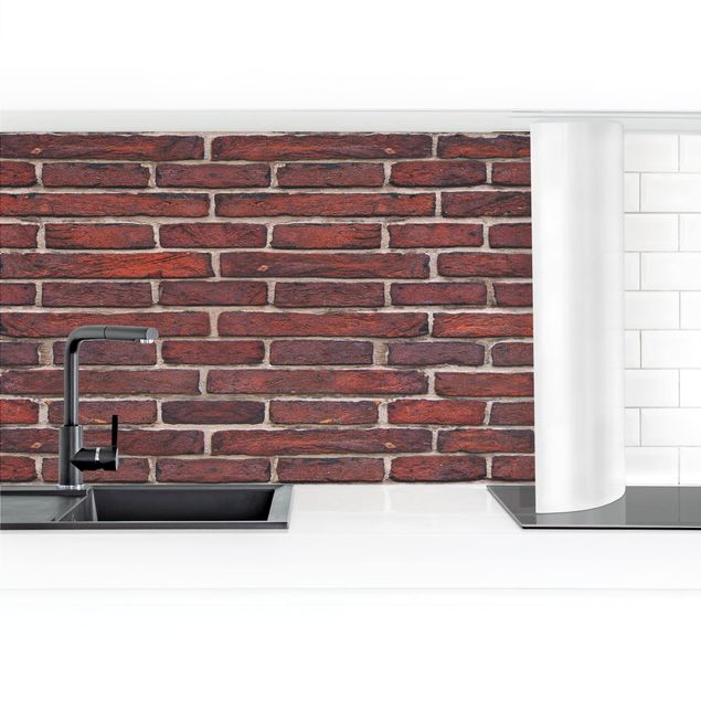 Panel ścienny do kuchni - Czerwona ściana z kamienia łupanego