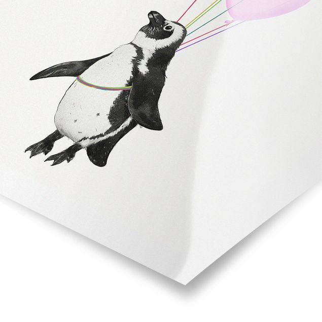 Plakaty zwierzęta Ilustracja pastelowych balonów w kształcie pingwina