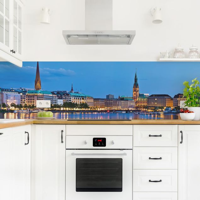 Panele szklane do kuchni panorama Hamburga