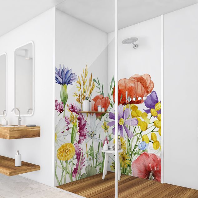 Panel pod prysznic Watercolour Flowers