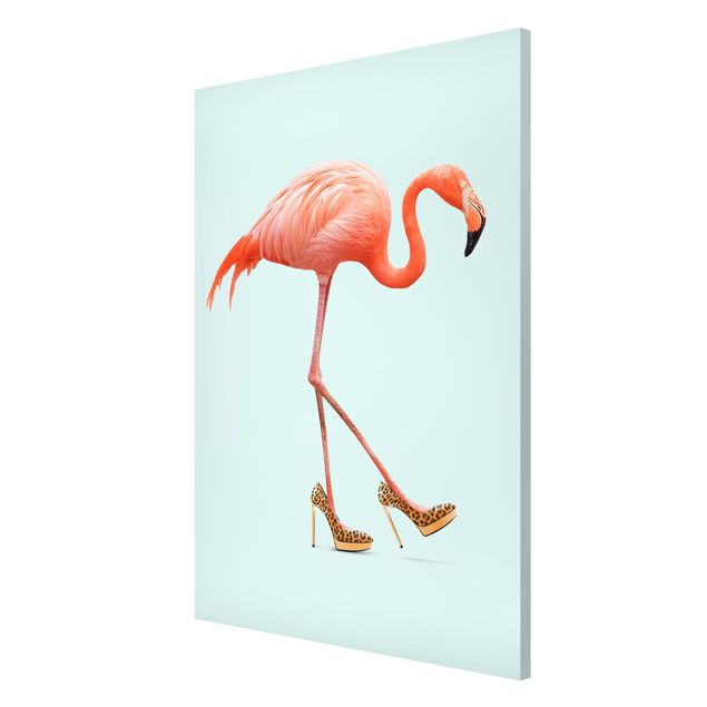 Obrazy nowoczesne Flamingo na wysokich obcasach