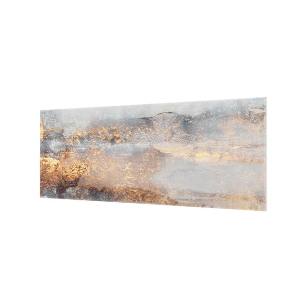 Panel szklany do kuchni - Złoto-szara mgła