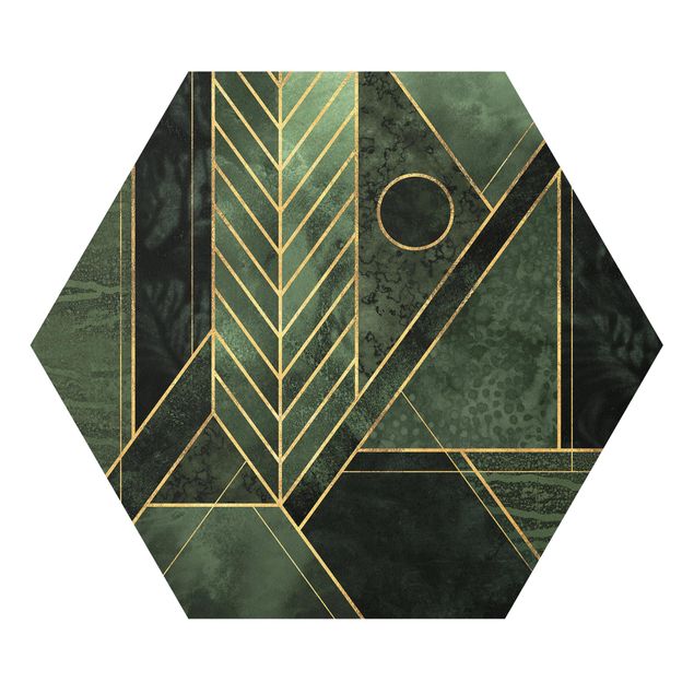 Zielony obraz Kształty geometryczne Szmaragdowe złoto