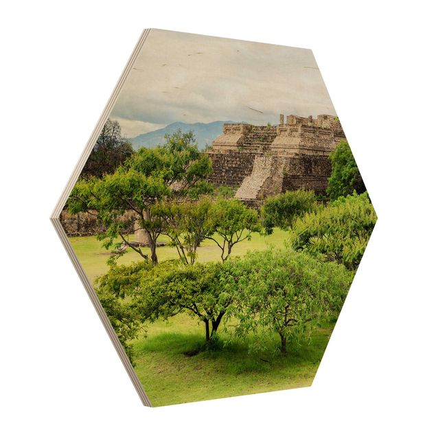 Obraz heksagonalny z drewna - Piramida na Monte Alban