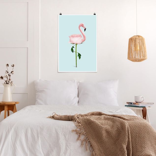 Obrazy do salonu Flamingo z różą