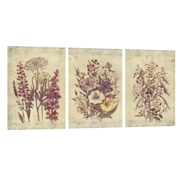 Obrazy vintage Trio z kwiatów w stylu vintage