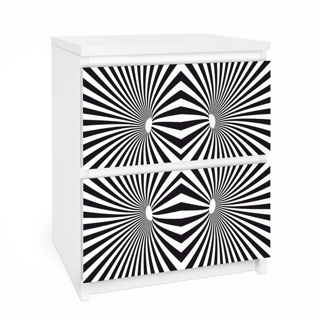 Folia samoprzylepna czarna Psychedeliczny czarno-biały wzór