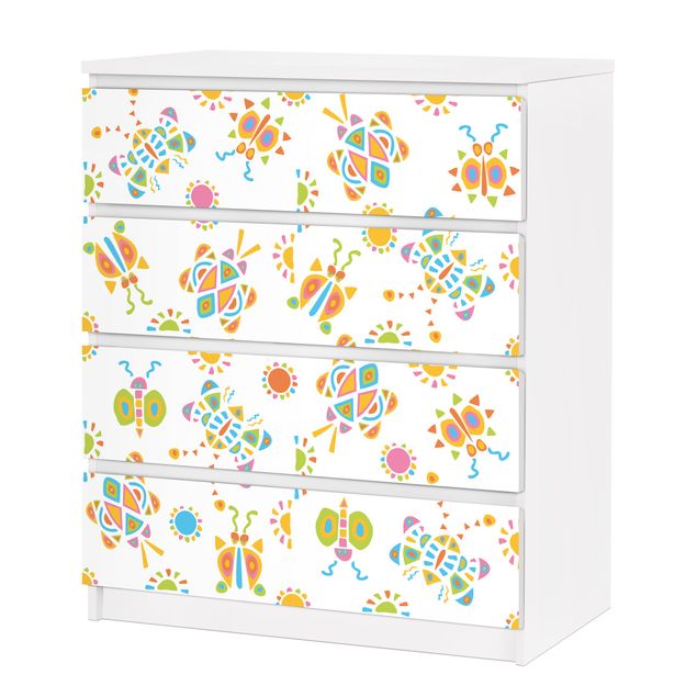Okleina meblowa IKEA - Malm komoda, 4 szuflady - Ilustracje motyli
